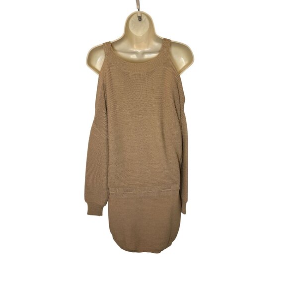 All The Ways Priya cold shoulder sweater mini dress Oatmeal NWT - Size M - Picture 7 of 7